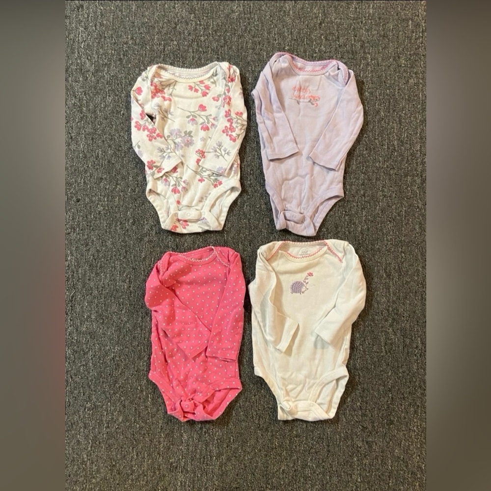 3-6M Girls long sleeve bodysuits